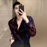Hairstylist Men's Fried Street Long-Sleeved Shirt 2025 Spring And Autumn New Loose Handsome Bright Outside Wearing Shirt Men
