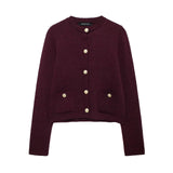 Women's 2025 New Fashion Gold Buckle Knitted Coat