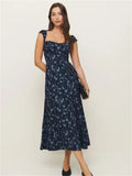 2025 New Women's Fashion Elegant French Vintage Flower Printed Dress