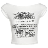 2025 Summer New Women's Fashion Hottie Personality With Letter Print Perspective Short Umbilical Top