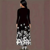 New Fashion Long-Sleeved Print Loose Round Collar Simple Temperament Dress In Autumn 2025