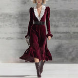 2025 Women's Long-Sleeved Solid Color Tie Button Stormcoat