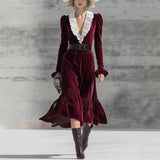 2025 Women's Yarn Digital Printed Shirt Collar Rin Shirt Belt Dressȹȹȹ