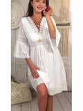 New Lace Dress In Spring 2025 V-Neck Lace Sleeve Dress