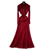 Small Fragrant High-End Feel Fashionable Doll Collar Long Sleeve Metal Buckle Waist Knitted Dress Women Autumn Slim Dress