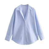 Autumn New Women's Simple Fashion Casual Loose Collar Single Buckle Long-Sleeved Shirt Top