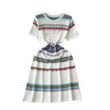 Small Fresh Striped Dresses Women's Summer French Oceanic Vintage Design Sensation Sweet National Wind Knitted Skirt