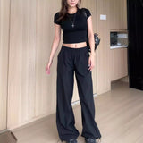 Black Quick-Drying Spant Sweatpants Women's Thin 2025 New Summer Small Straight-Legged Trousers