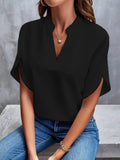 2025 Women's Summer Casual Pure Color V-Neck Loose Shirt Top Woman