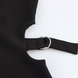Women's Clothing 2025 Spring New Fashion Simple Open Open Design Sexy Body Repair Mini Dress