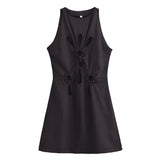 Sexy Hollow Design Short Dress 2025 Summer Vest Sleeveless Mini Dress Woman