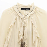 Spring 2025 New Fashion Bow Tie With Folded French Lantern Sleeve Shirt