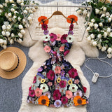 Small French Design Three-Dimensional Flower Net Embroidery To Recupers With A Sling A-Word Dress Skirt