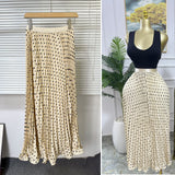 Classic Fashion Folding Wave Half-Dress French Sweet High-Waisted A-Shaped Skirt Mid-Long Folds Skirt