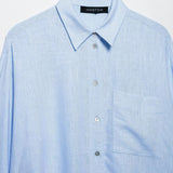 Z2025 Spring New Women's Pocket Flax Simple Long Sleeve Clip Shirt 8372058