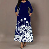 New Fashion Long-Sleeved Print Loose Round Collar Simple Temperament Dress In Autumn 2025
