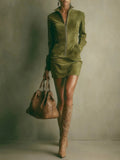 2025 Women's Short Sleeve French Autumn/Winter Zipper Long Sleeve Dress