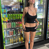 Spring 2025 Women's New Hanging Neck Repair Vest Low-Rise Ass Tight Shorts Set