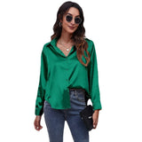 Colored Shirt Women's Denswear Simulation Silk Long-Sleeved Shirt New Women's Clothing