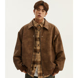 Vintage Collar Leather Jacket Men Spring And Autumn Free To Do Old Couple Work Clothes Pu Leather Jacket