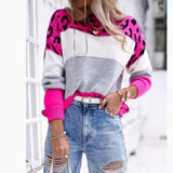 Colored Leopard-Print Round-Neck Casual Sweater Autumn And Winter New Women's Knitted Shirt Women's Long-Sleeved Bottom Shirt