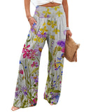 New Women's Four-Sided Bullet-Print Trousers High-Waisted Straight-In-Bag Casual Broad-Legged Trousers