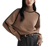 2025 Maillard Autumn Winter Stripes Thin Leisure Loose Set Knitted Lazy Wind Sweater