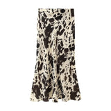 2025 New Women's Animal Pattern Printing Silk Hystery Feeling Flute Half Skirt 4548