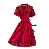 French Retro Famous Style Temperament Dress Heart Lace Short-Sleeved Dress Women's Summer Dress