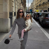 23 Autumn New Women's Fashion Simple Knitted Double Coat + Skirt