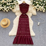 Clent Lady Senior Sense Sleeveless Dress Women Summer Collar Collar Drill Body Design Light Luxury Fishtail Long Dress
