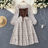 Tide Dress With French Bumpy Dress Broken Floral Dress Color Two Pieces Of Sweet Fake Dress Long Sleeves