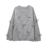 2025 New Women's Fashion Casual Round Neck Sweet Bow Shirt