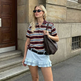 2025 Spring Long Sleeves Vintage Striped Spoo T-Shirts For Loose T-Shirts