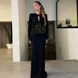 New Women's Solid-Colored Sexy Round-Neck Lace-Up Lace-Up Dress In Autumn/Winter 2025