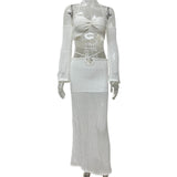 Spring/Summer 2025 New Wapped Chest Sleeve Blouse Knitted Women's Two-Piece Set