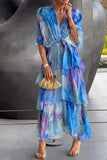 2025 New Women's Printed Layered Dress Dress