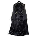 Black Dress Dress Women Autumn And Winter High-Grade Smense Diamond Lily Lightened Waist Temperament Velvet Dress 0646