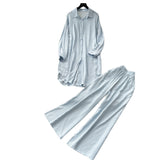 Lazy Casual Suit Women's Korean Version Of The Fashion Loose Long-Sleeved Shirt Dress High Waist Wide Leg Pants