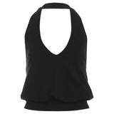 Fashion Trend 2025 Summer New Women's Sexy Temperament V Collar Hanging Neck Short-Term Thin Vest