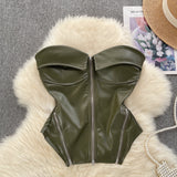 Vintage Locomotive Pure Hot Girl Breast Vest Autumn Zipper Short Design Sense Niche Beautiful Blouse Tide