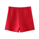 Women's Clothing 2025 Spring New Silk-Sense Texture Spliced Tight Body Clothes + Open-Fork Splicing Skirt Set