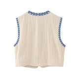 Embroidered V-Neck Sleeveless Coat With New Women's Summer Vest