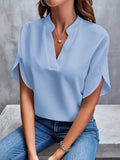 2025 Women's Summer Casual Pure Color V-Neck Loose Shirt Top Woman