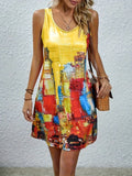 Women's Large-Size Dress Print Sleeveless U-Neck Daily Casual Fashion Summer New