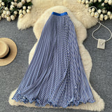 Classic Fashion Folding Wave Half-Dress French Sweet High-Waisted A-Shaped Skirt Mid-Long Folds Skirt
