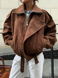 Autumn/Winter 2025 Women's Hot Sale Velvet Brown Loose Casual Jacket Jacket