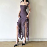Spring And Summer 2025 New Women's Sexy Slings Open Forked And Hips Long Dress