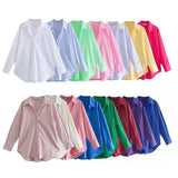2025 Street Fashion New Women's Clothing City Autumn Multi-Color V-Neck Casual Shirt