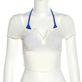 Spring 2025 Fashion Trend Women's New Square Neck Short Sleeves Empathize With A Sling T-Shirt